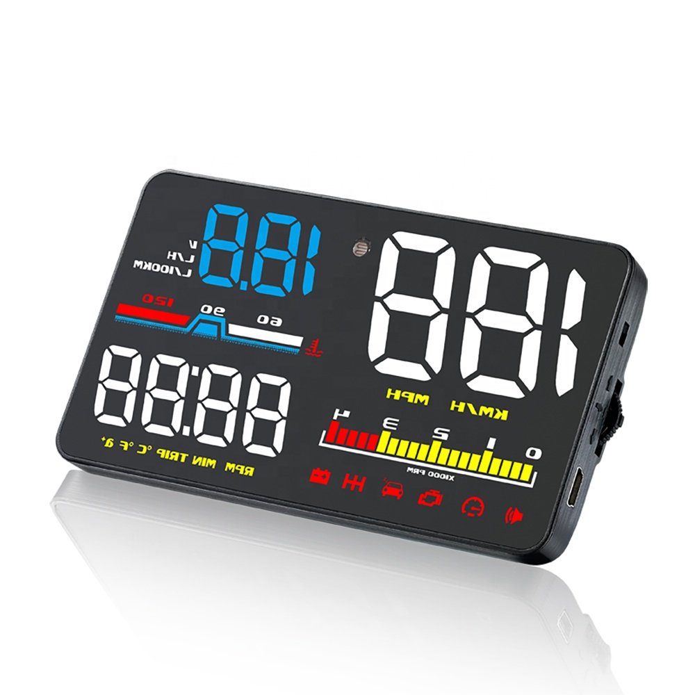 New Hot Sales 5 Inch OBD2 HUD D5000 Car Mulit Function Head-up Display Digital Speedometer With Alarm Function