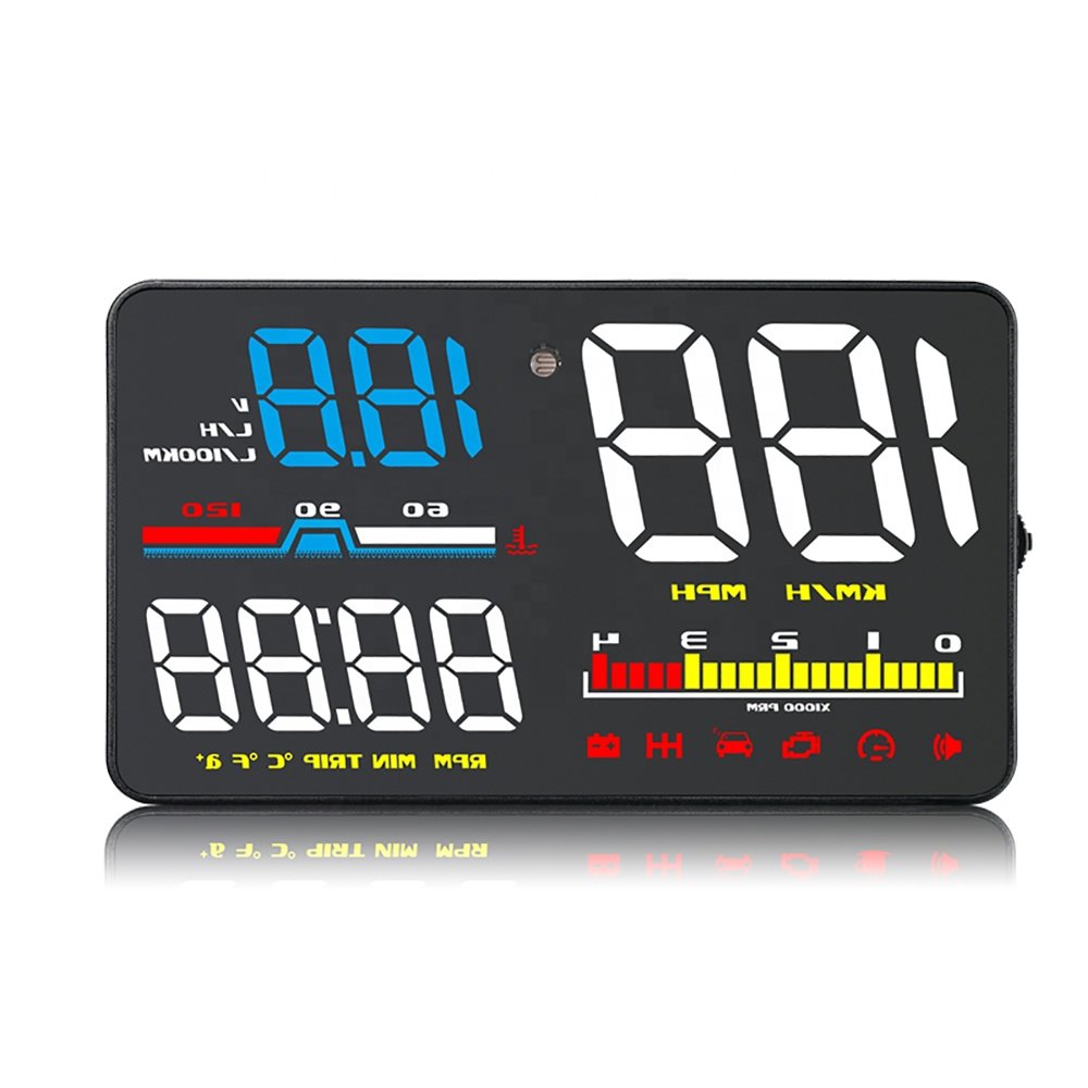 New Hot Sales 5 Inch OBD2 HUD D5000 Car Mulit Function Head-up Display Digital Speedometer With Alarm Function