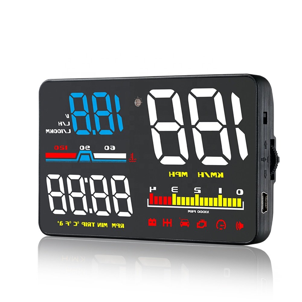 New Hot Sales 5 Inch OBD2 HUD D5000 Car Mulit Function Head-up Display Digital Speedometer With Alarm Function