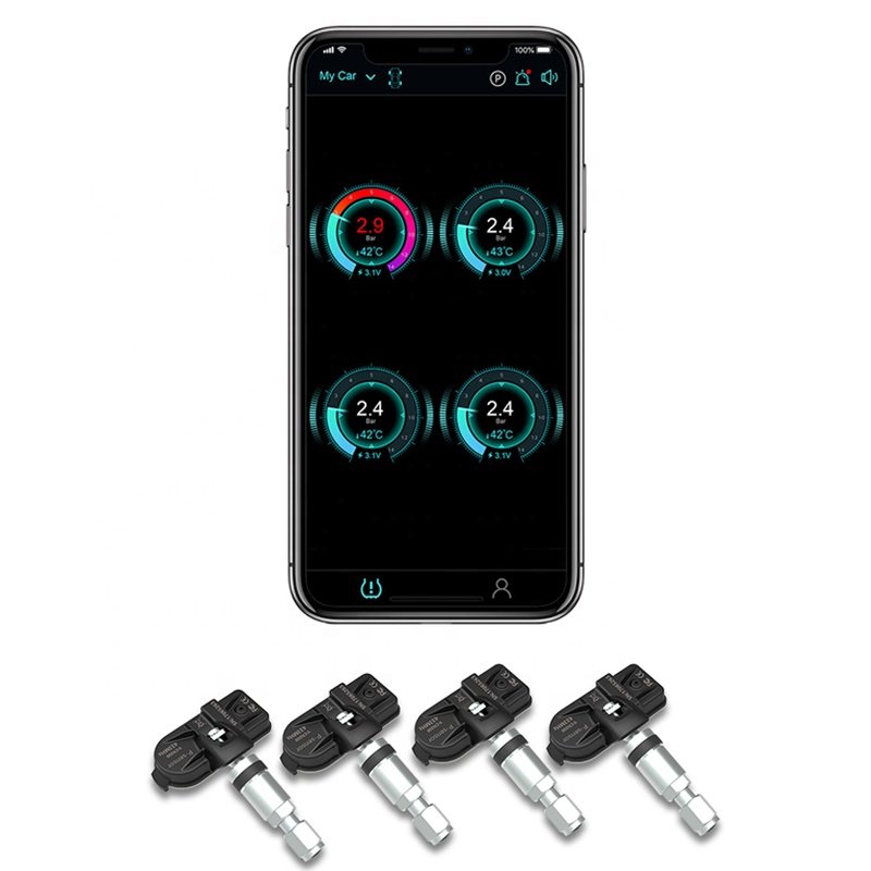 Bluetooth TPMS Multilingual Broadcasting BLE5.0 Internal Sensor Tyre Pressure Alarm System Wireless Factory Outlet for All Cars