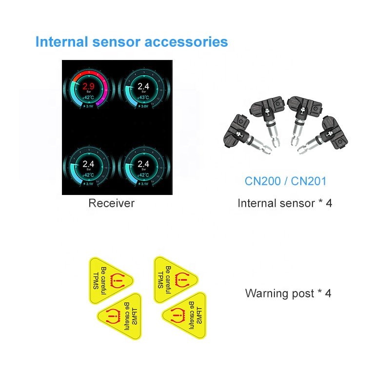 Bluetooth TPMS Multilingual Broadcasting BLE5.0 Internal Sensor Tyre Pressure Alarm System Wireless Factory Outlet for All Cars