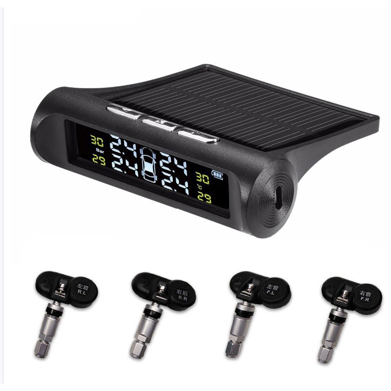 4 Internal Car Alarm Solar Tire Pressure Monitoring System TPMS With Colorful Display