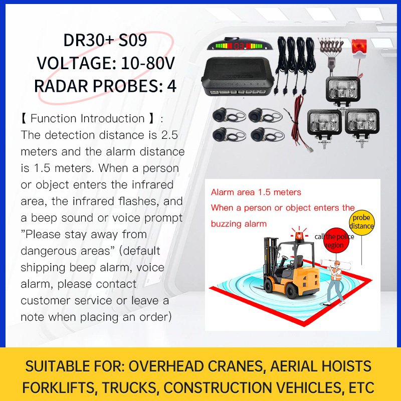 Basic Anti-Collision Intelligent System for Forklift Construction Vehicles Blind Spot Alarm Night Vision Reverse Brake Radar