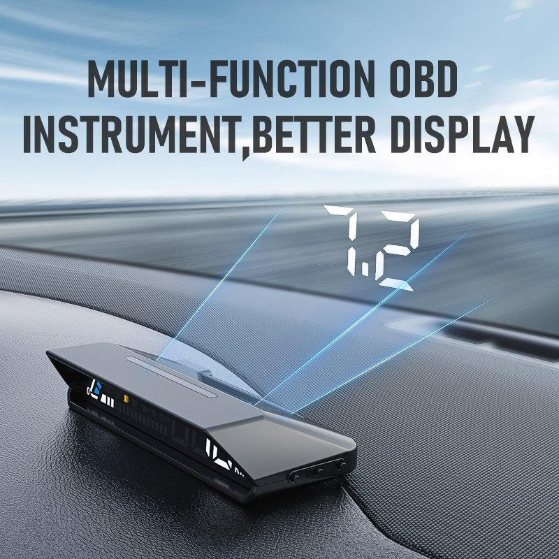 Lancol Car HUD OBD Instrument Dual Screen Linkage Direct Display Reflective GPS Speed LCD Screen Clock Battery Display-S100