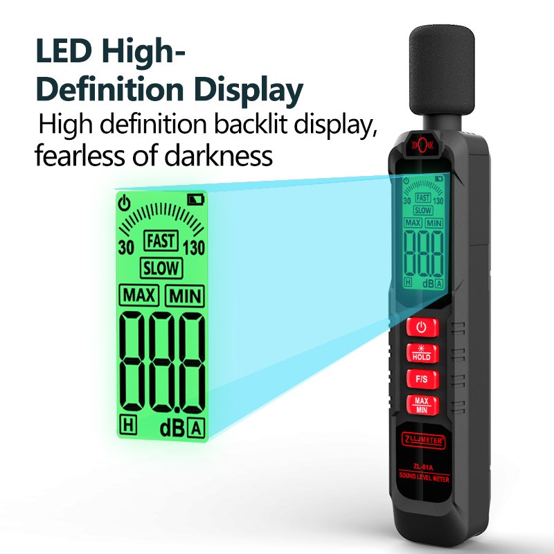 Digital Sound Level Meter 30-130dB Decibel Monitoring Tester Data Storage Alarm Noise Volume Instrument for Noise Pollution