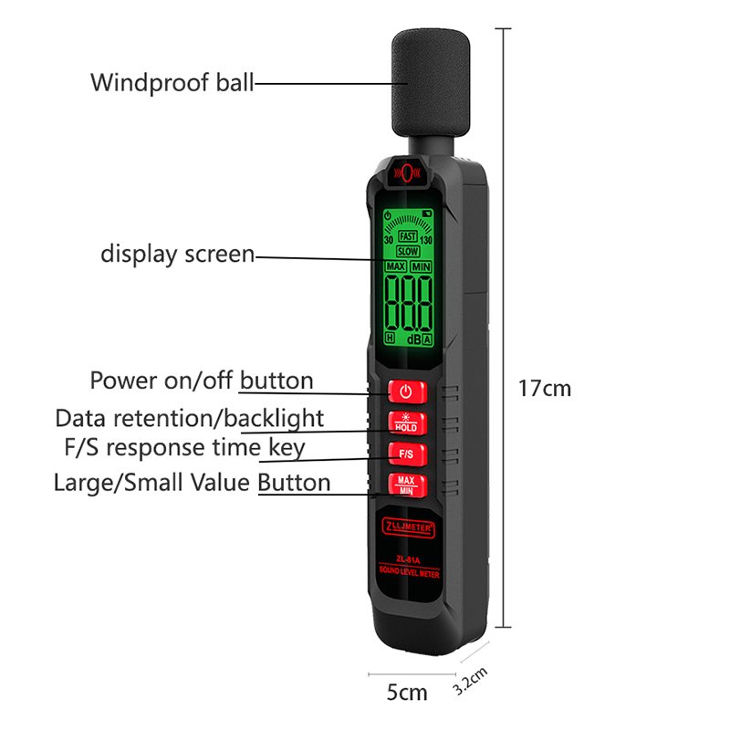 Digital Sound Level Meter 30-130dB Decibel Monitoring Tester Data Storage Alarm Noise Volume Instrument for Noise Pollution