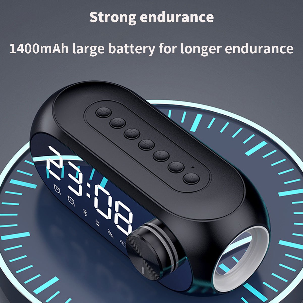 Dual Alarm Clock Portable Wireless Smart Speaker with Nightlight Subwoofer Box Speaker