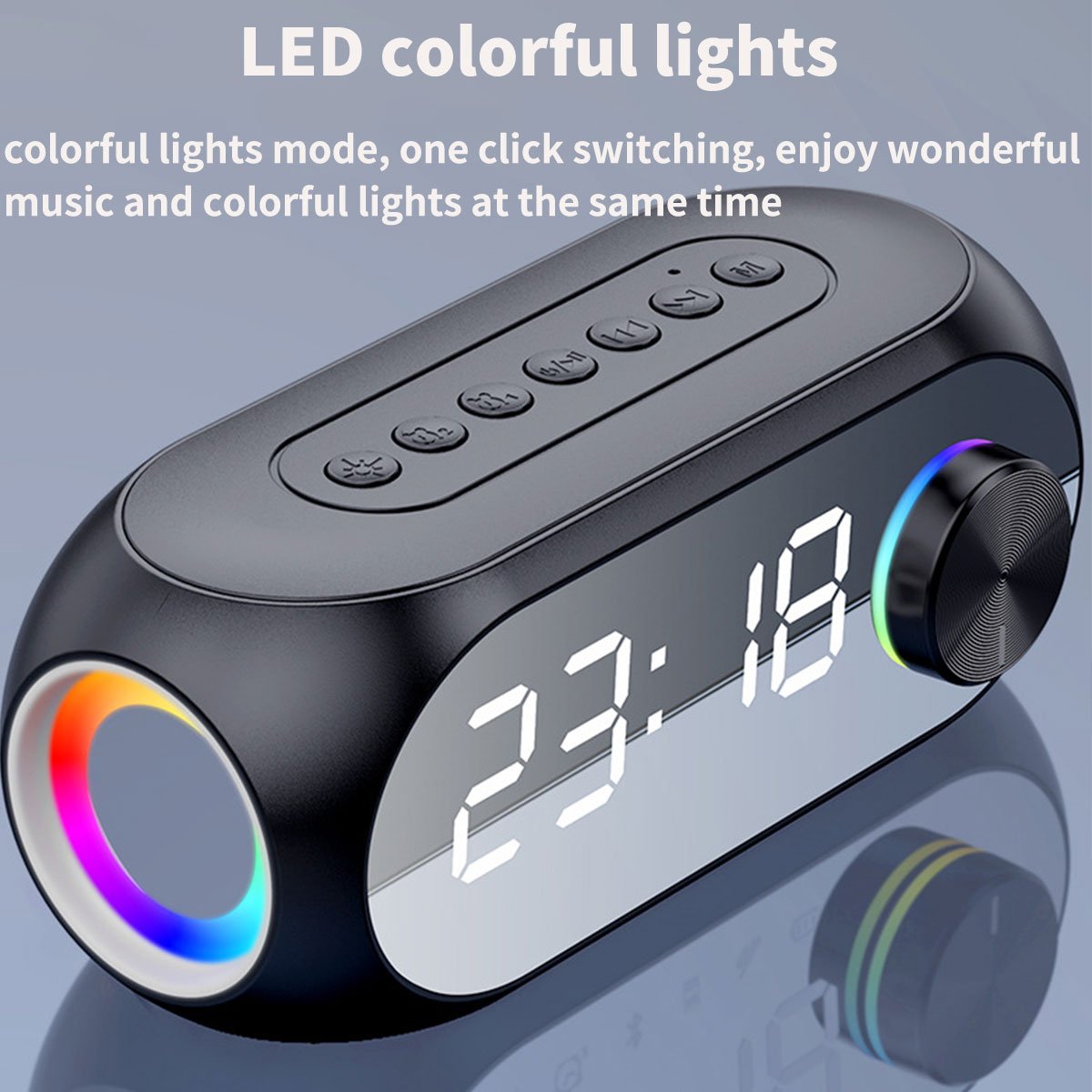 Dual Alarm Clock Portable Wireless Smart Speaker with Nightlight Subwoofer Box Speaker