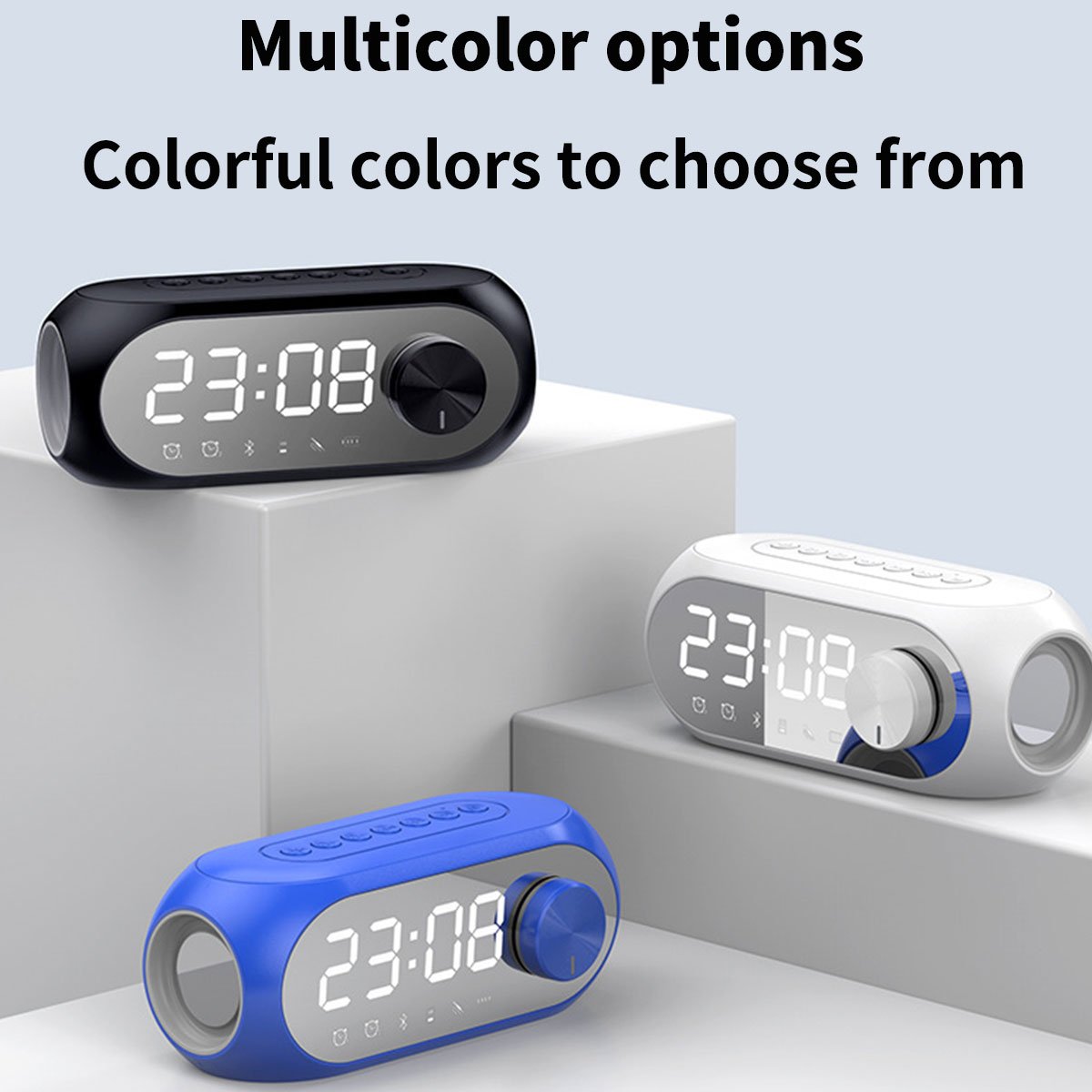 Dual Alarm Clock Portable Wireless Smart Speaker with Nightlight Subwoofer Box Speaker