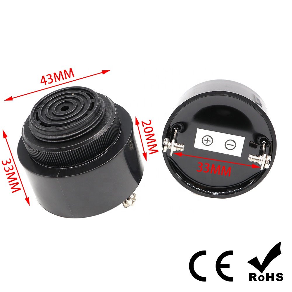 4310 100dB High Sound DC 12V 24V SFM380 Piezo Active Buzzer 43mm*33mm Piezoelectric Buzzer Continuous Sound for Car