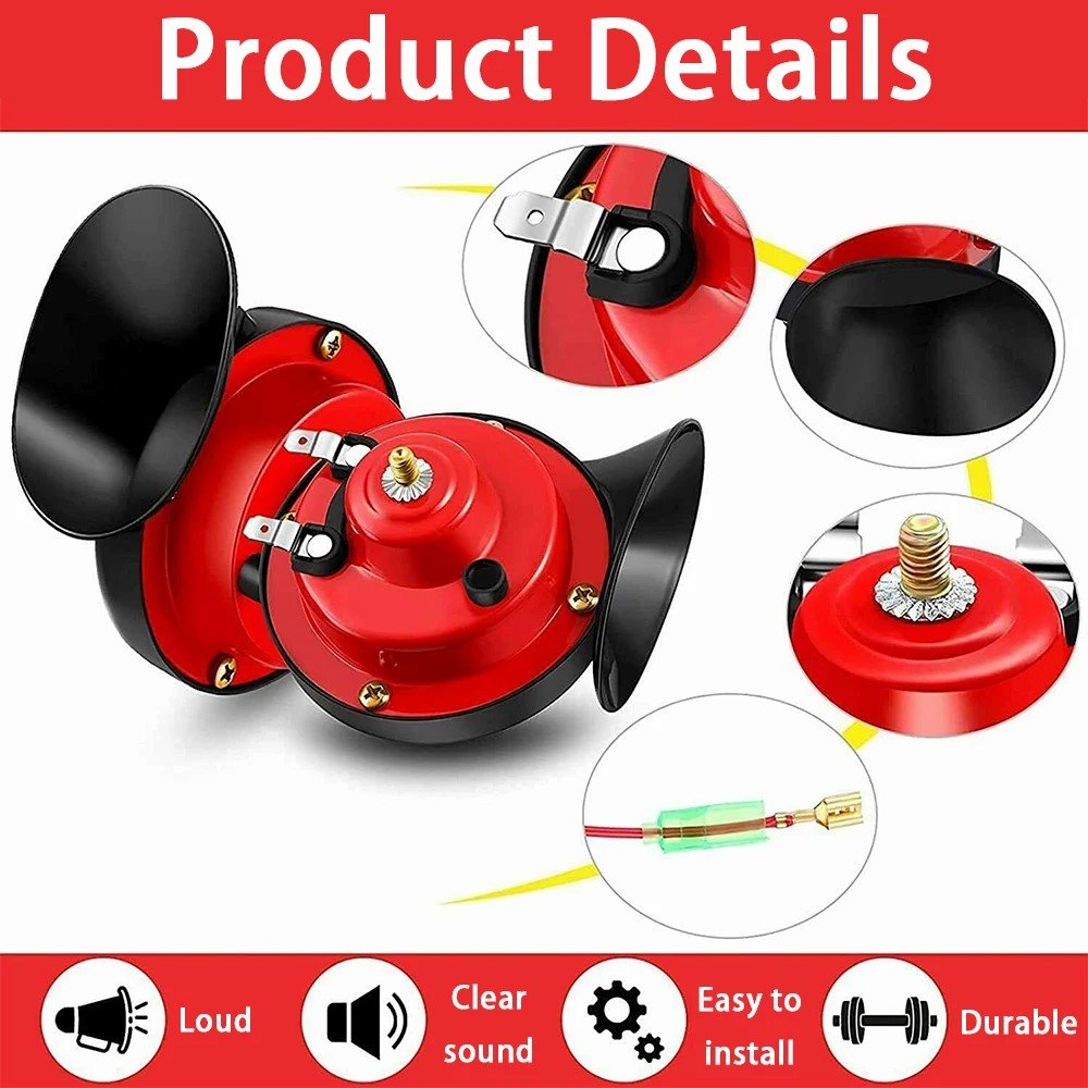 12V Super Loud Train Horns 100DB Waterproof Automotive Loudspeaker Universal Car Motorcycle Truck Boat Electric Sound Signal