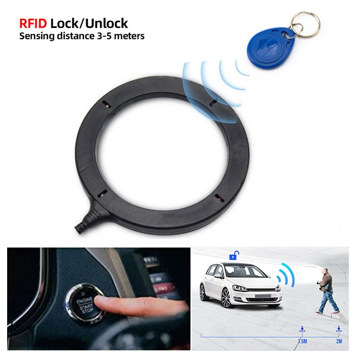 Universal Car Engine Push Start Button RFID Engine Lock Ignition Starter Keyless Go Push Button Engine Start Stop for Car Alarm