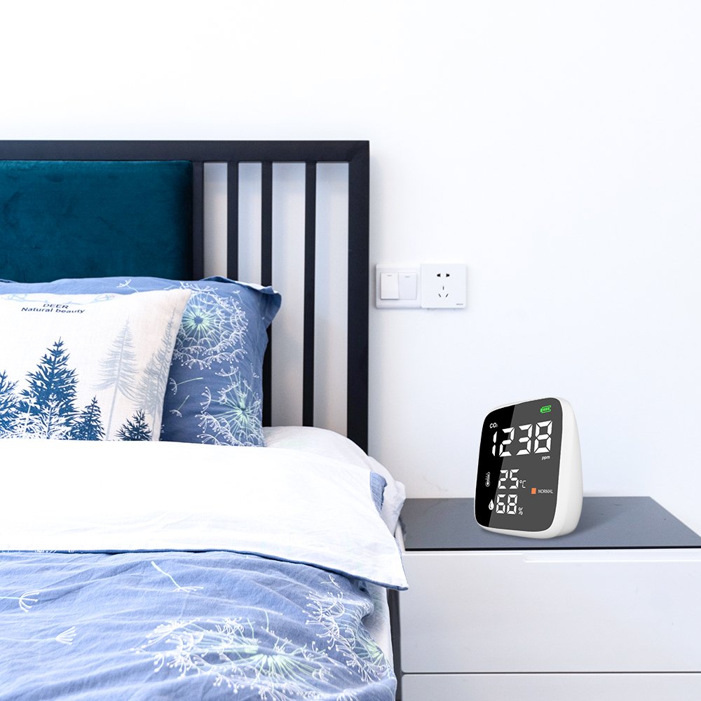 Portable Mini CO2 Meter with 24-Hour Real-Time Monitoring CE Certified CO2 PPM Alarm Detector for Indoor Air Quality Monitoring