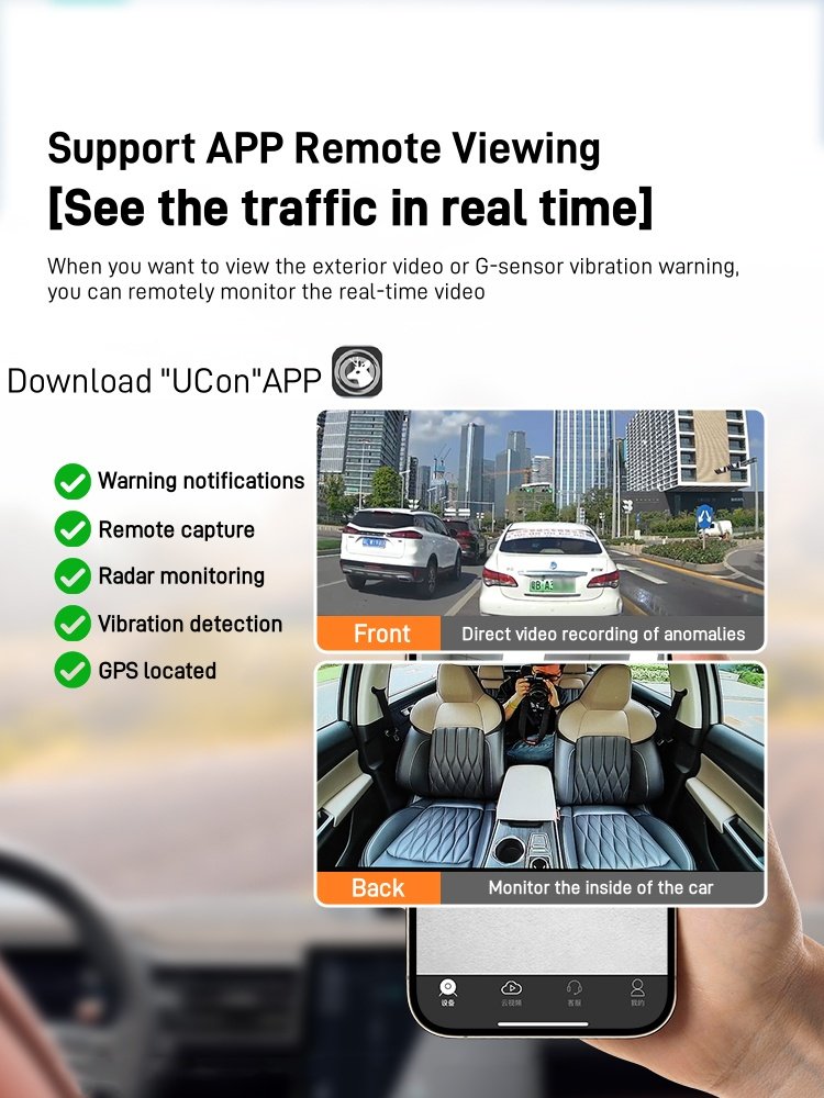 4G SIM Dual Lens Car Dash Cam 4K Parking Mode Monitoring for Car Vehicle Night Vision Radar WIFI Navigation GPS Front and Rear