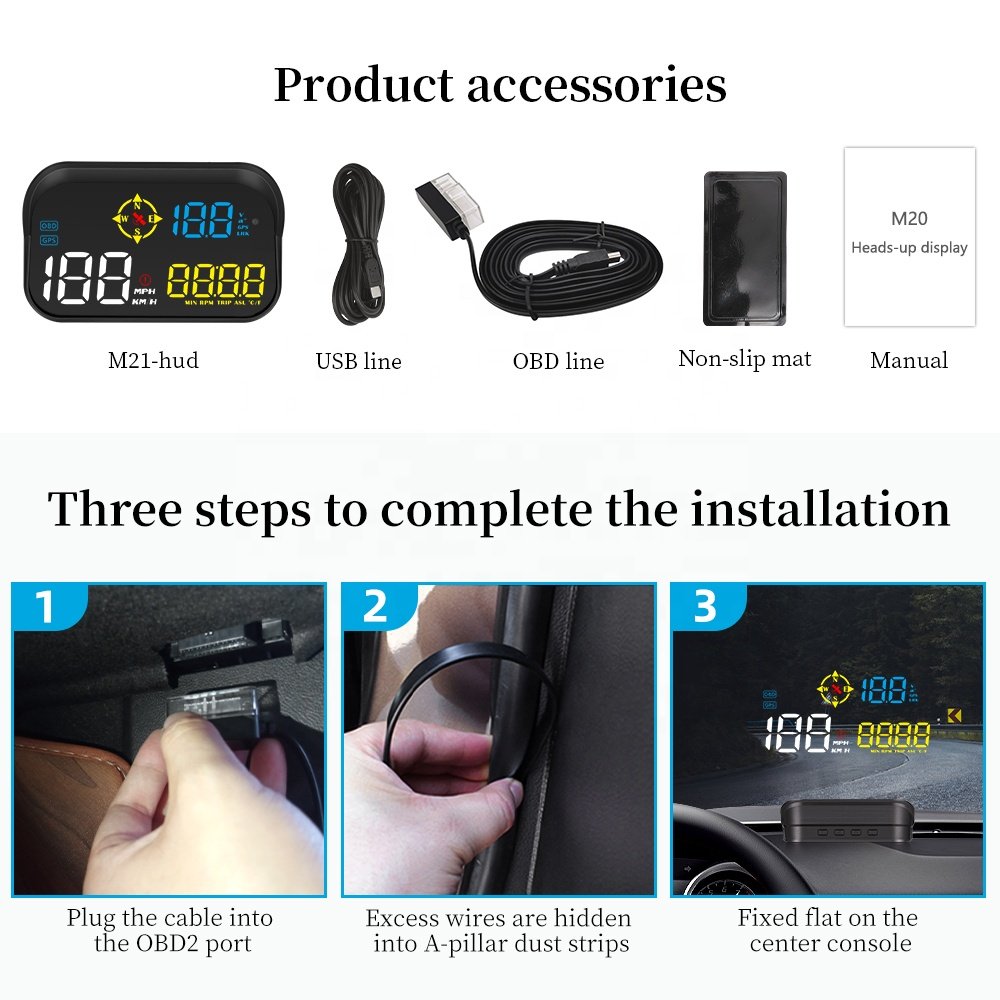 2024 Universal Windshield M21 Head up OBD2 Displays Auto GPS Projector Meter Car HUD Head up Displays