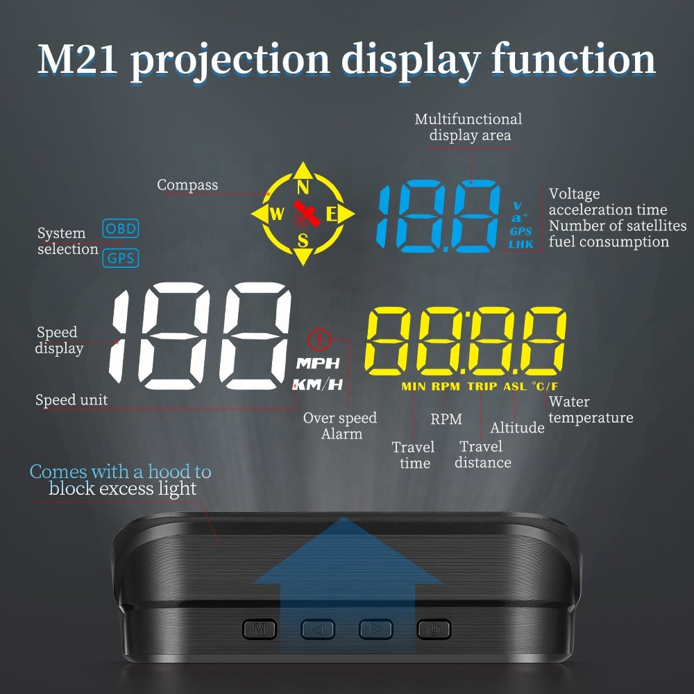 2024 Universal Windshield M21 Head up OBD2 Displays Auto GPS Projector Meter Car HUD Head up Displays