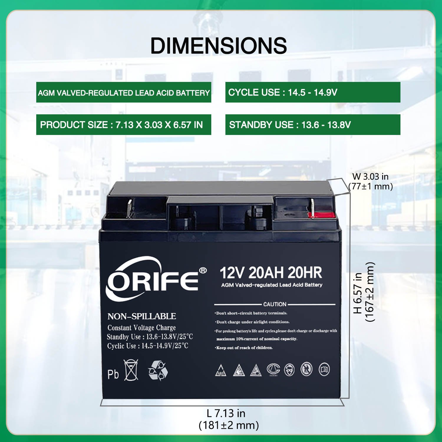 ORIFE Wholesale Price High Quality sealed 6-DZF-20 Lead Acid 12v 20ah Battery