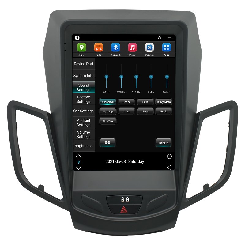 Car DVD Player Tesla Vertical Screen Android Auto Radio 2 Din Car Audio 9.7 Inch Stereo for Ford Fiesta MK7 2009-2016
