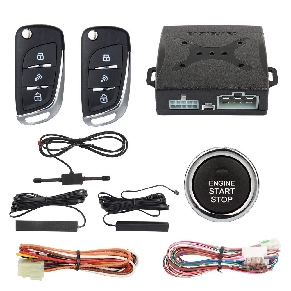 EASYGUARD EC003-V-1 Universal DC 12V Car Alarm System Keyless Start & PKE Passive Keyless Entry Auto Start