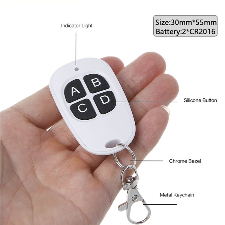 White 1 Button Remote Control Wireless for Alarm 433MHz Single Channel Garage Door