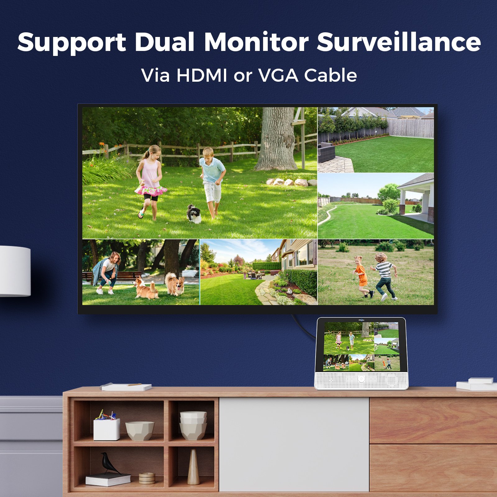 Hiseeu 5MP 12 Inch Monitor Human Motion Tracking Home Security System Outdoor Ptz POE Camera Nvr Kit
