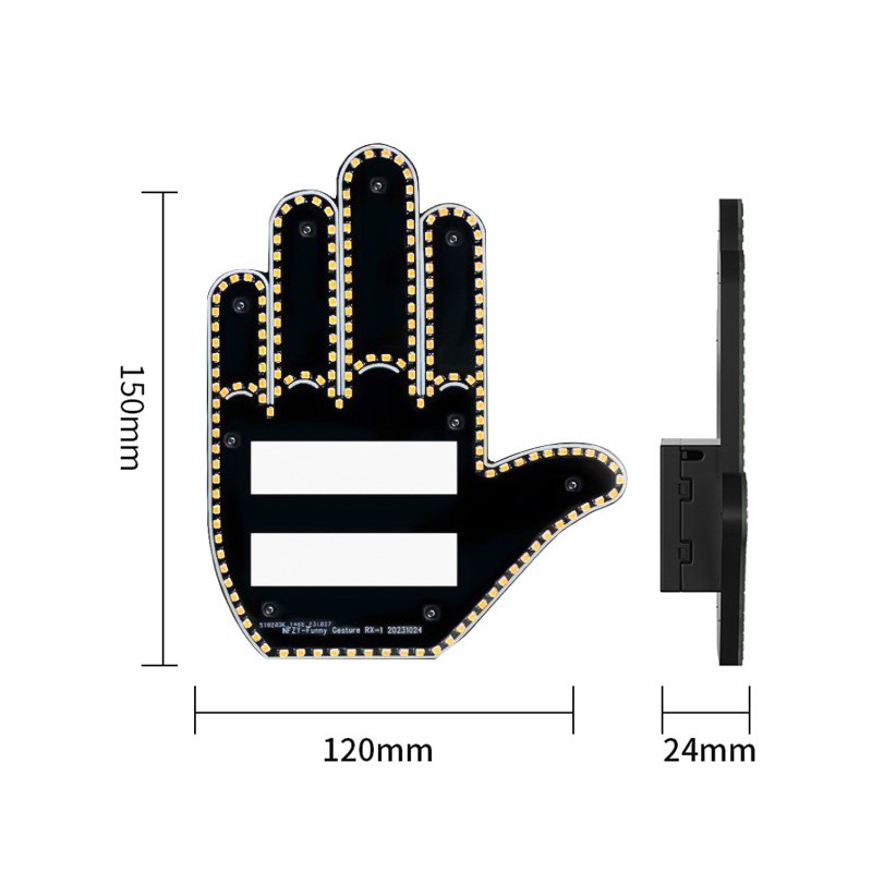 Stock Available Flik Middle Finger Led Decoration Car Light Remote Control Cool Car Accessories Warning Brake Light