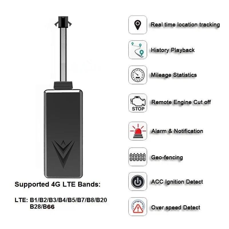 OEM ODM SOS GPS Location Tracking Device 4G Lte Engine Immobilizer Mini Gps Car Tracker