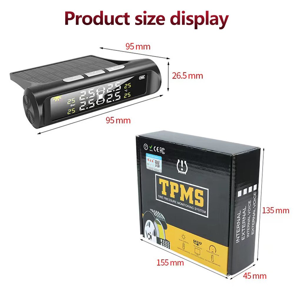 Wholesale Psi Tire Gauge Solar Charging Tpms Sensor Internal External Digital Wireless Gauge Car Tire Pressure Monitoring System