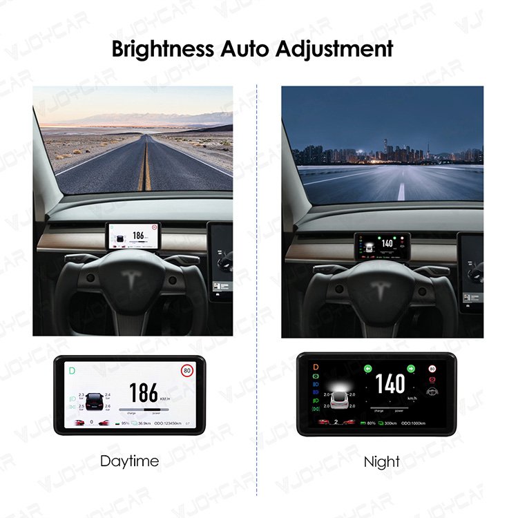 VJOYCAR 6.2 Inch Tesla Model 3 Model Y Heads up Display Gear Position Auto Tire Pressure IPS Screen Dashboard HUD for Tesla