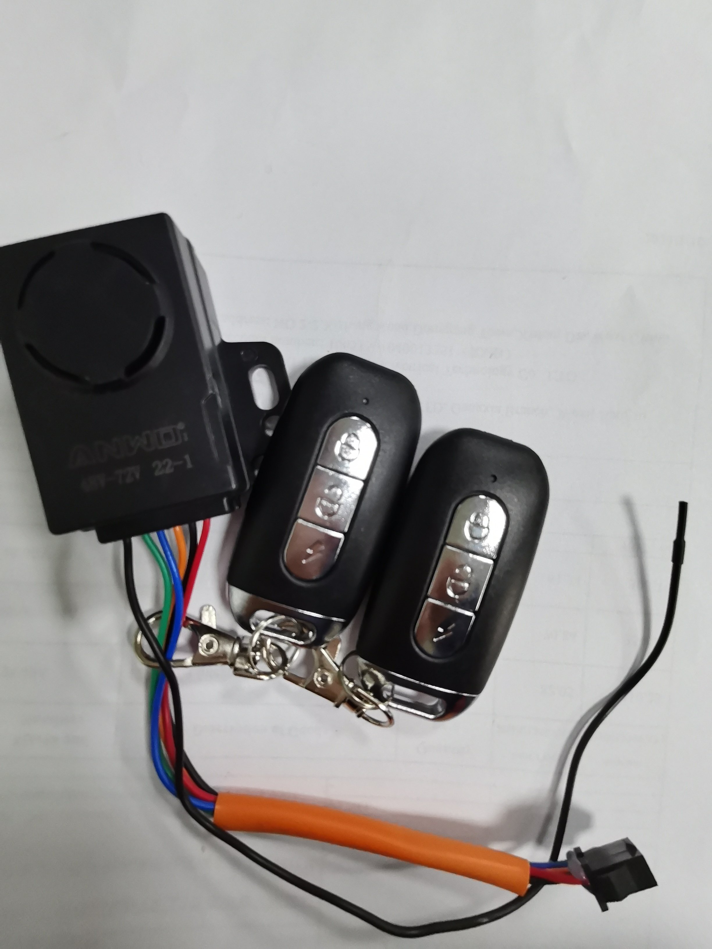 Vietnam Warehouse 36V 72V Electric Scooter Remote Control Anti-theft Alarm Key Ebike Security Alarm System