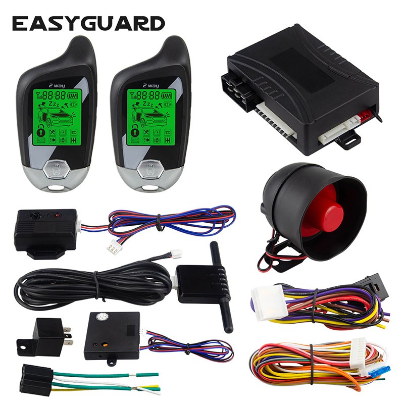 Factory Wholesale Price EASYGUARD EC202 2 Way Car Alarm System with LCD Pager Display Remote Starter & Microwave Sensor