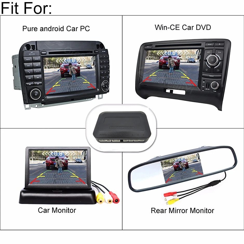 Video Parking Sensor Kit Car Reverse Backup Radar Assistance Auto Monitor Digital Display for Monitor Camera System