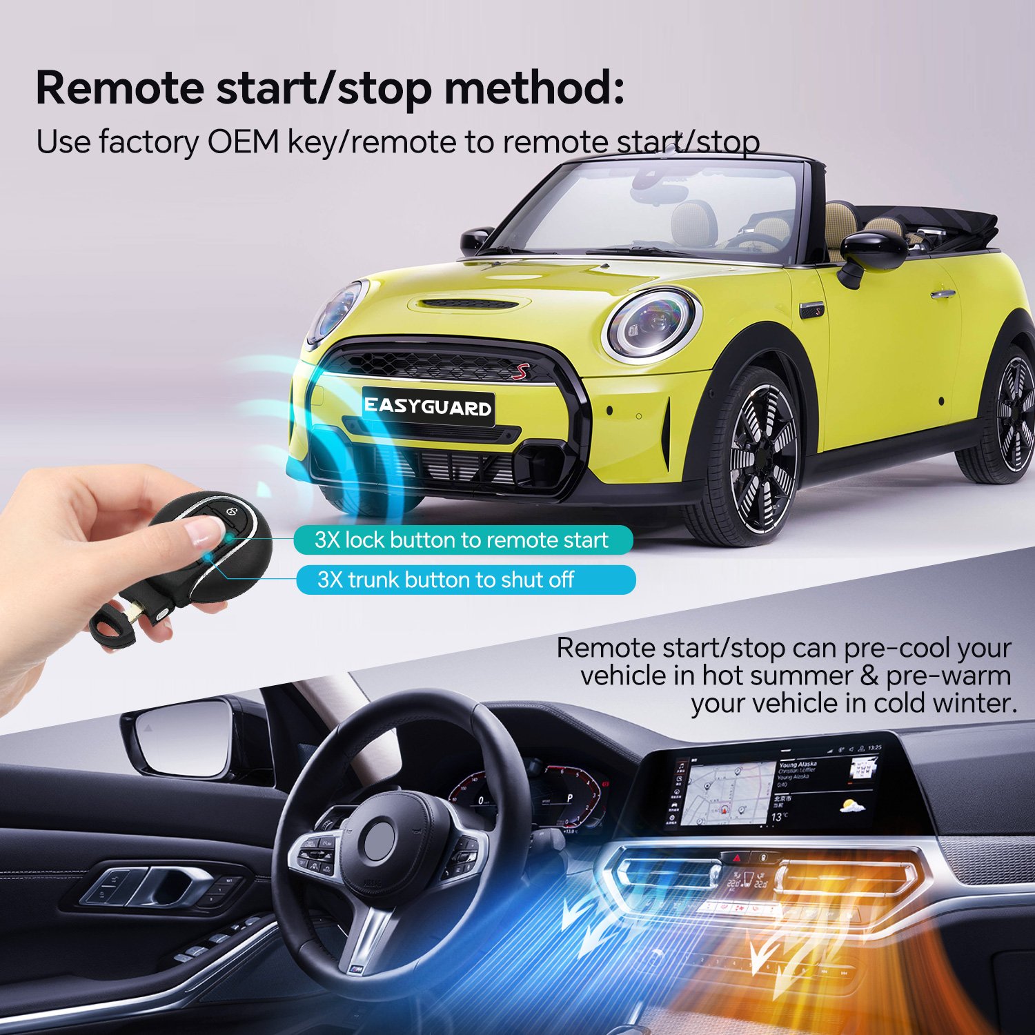 ECS002PP-BM-BC1-MI Plug Play Remote Starter Fit for BMW Mini 2015-2018 F54 F55 F56 F57 F60 with Factory OEM Push Start Button