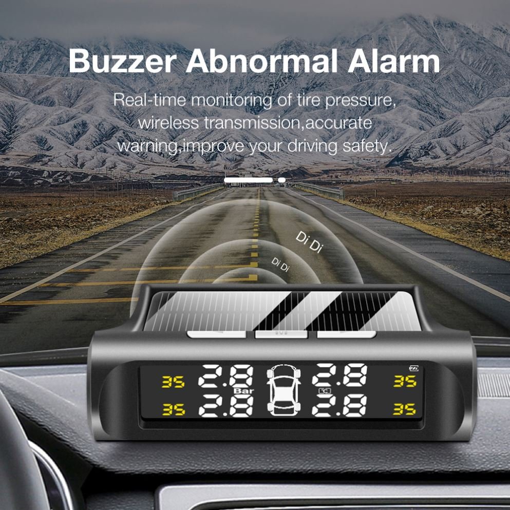 Tire Pressure Monitoring Smart Car Tpms System Solar Power Digital Lcd Display Usb Auto Security Alarm Sensor New