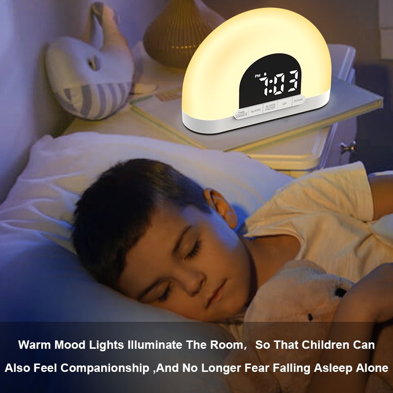 Electronic Alarm Clock Night Light Simulated Sunrise Digital Wake up Light Workday Alarm Clock Sunrise/Sunset Smart Life