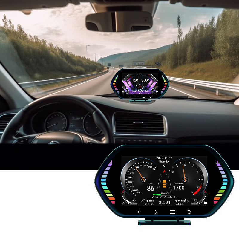 2025 NEW 6.28 Inch LCD Touch Obd2 Gauges F12 GPS HUD Display Head up Display for Cars