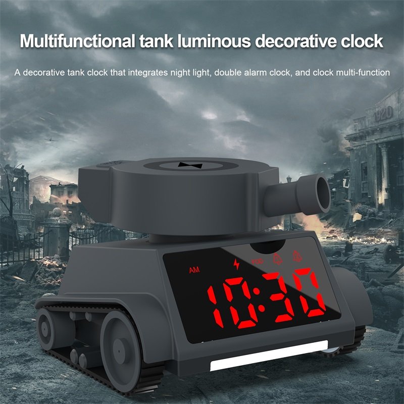 2024 New Tank Design Wireless Charging Station Alarm Clock Night Light Fast Charging for Iphone