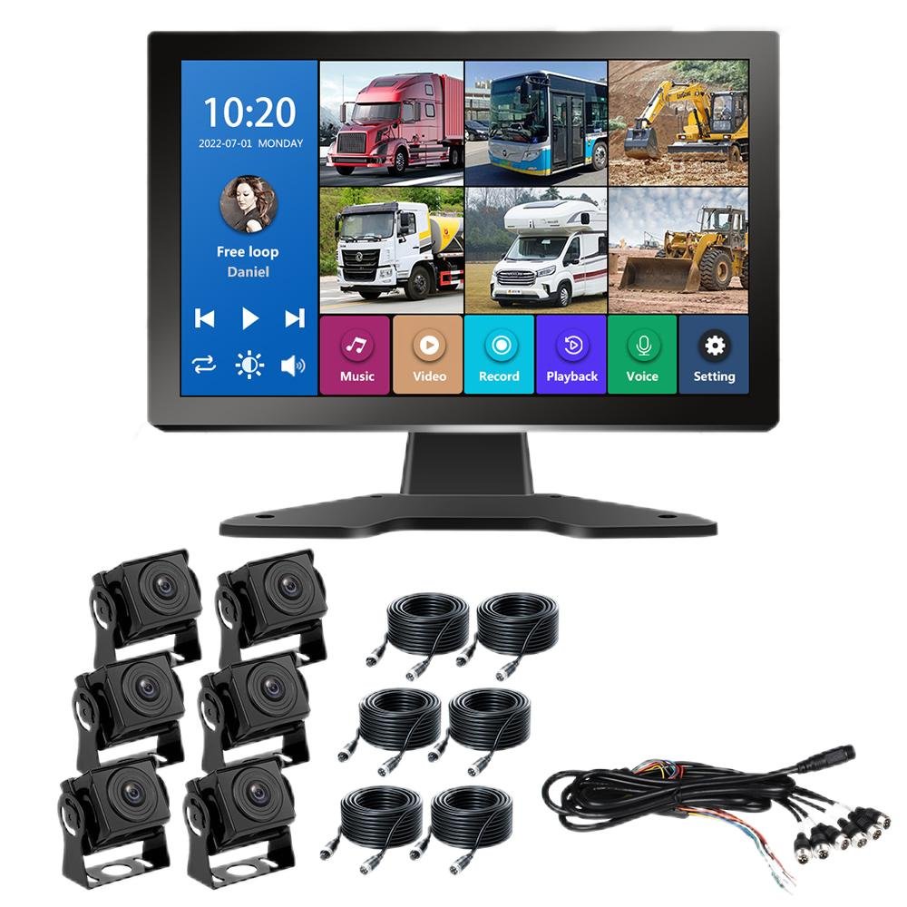 New Design 4CH DVR With Touch Screen Reverse RV Truck Side Camera Quad Split Monitor 4K Dash Cam ADAS Function Alarm System Cars