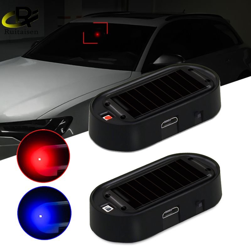 Solar Powered LED Flashing Security Light Wireless Dummy Alarm 6V Auto Anti-Theft Caution Lamp
