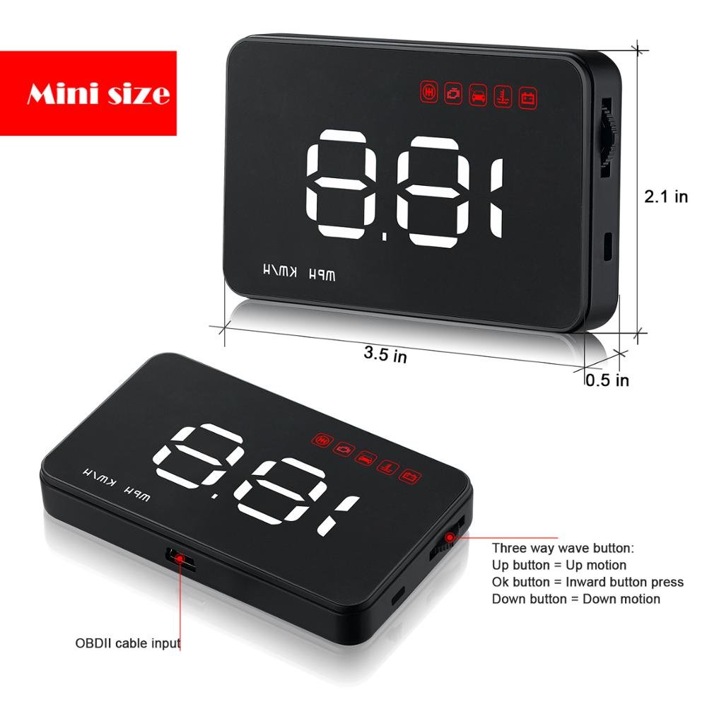 Most Popular Top Selling 3.5 Inch HUD OBD2 A1000 Car Over Speed Alarm Speedometer Head up Display HUD for Car