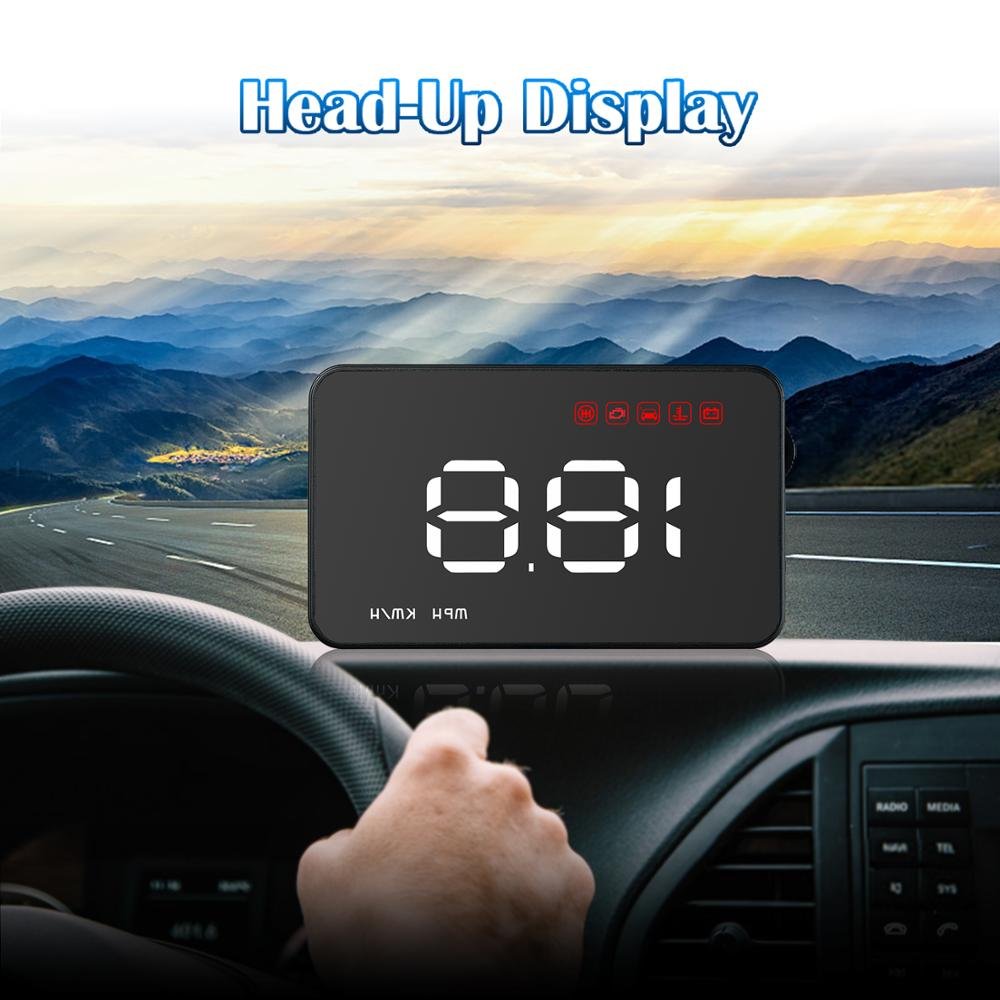 Most Popular Top Selling 3.5 Inch HUD OBD2 A1000 Car Over Speed Alarm Speedometer Head up Display HUD for Car