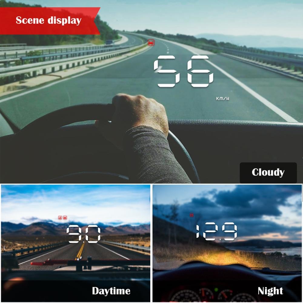 Most Popular Top Selling 3.5 Inch HUD OBD2 A1000 Car Over Speed Alarm Speedometer Head up Display HUD for Car
