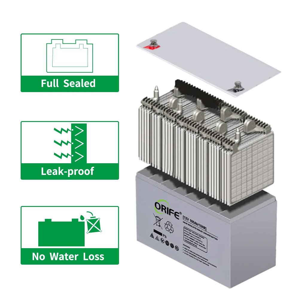 ORIFE Filling Supplier Component 12v 24v 100ah Replacement Lead Acid Batteries