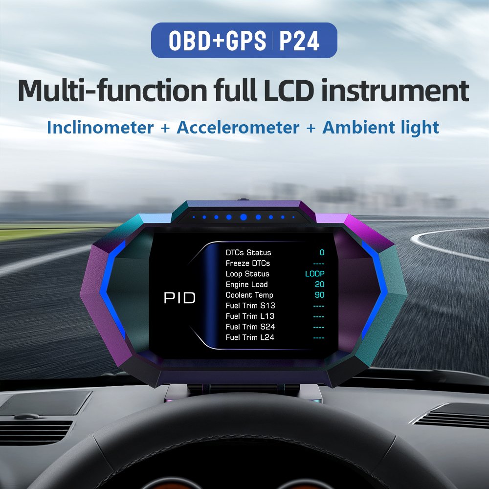 HUD Speed Display P24 Digital Racing Gauge OBD2 Gps With Smooth Response Car Head up Display