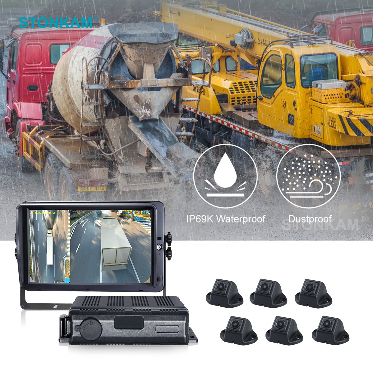 STONKAM 6/8CH Waterproof Bird Eye View 1080P Panoramic Camera System Bus Marine Vehicle Camera for Truck