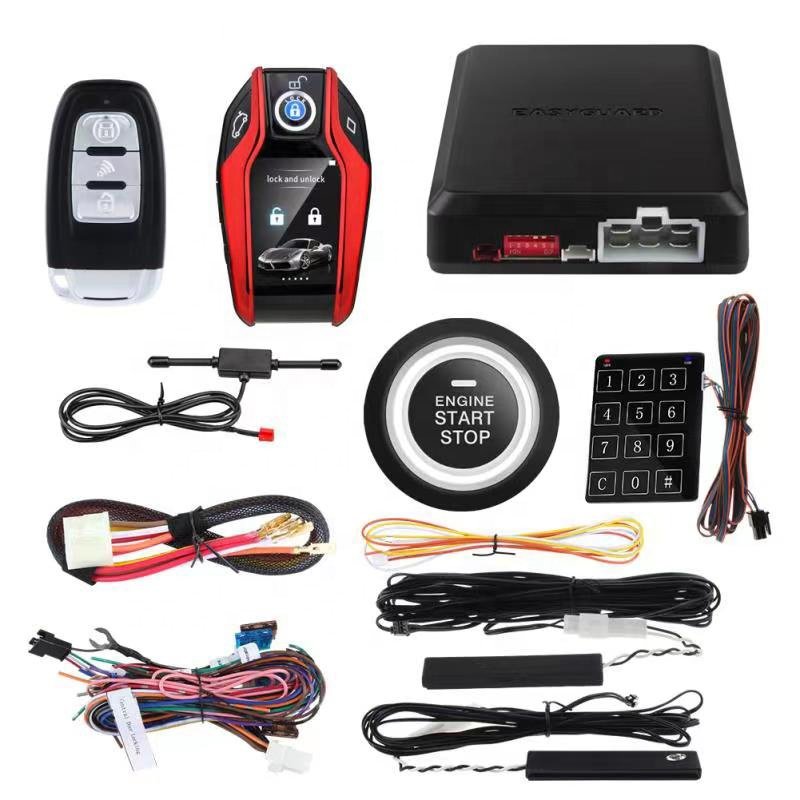 Car Alarm System 2 Way Remoter Button Lcd Smart Car Key PKE Auto Lock & Unlock Remote Starter Push Start Stop Engine