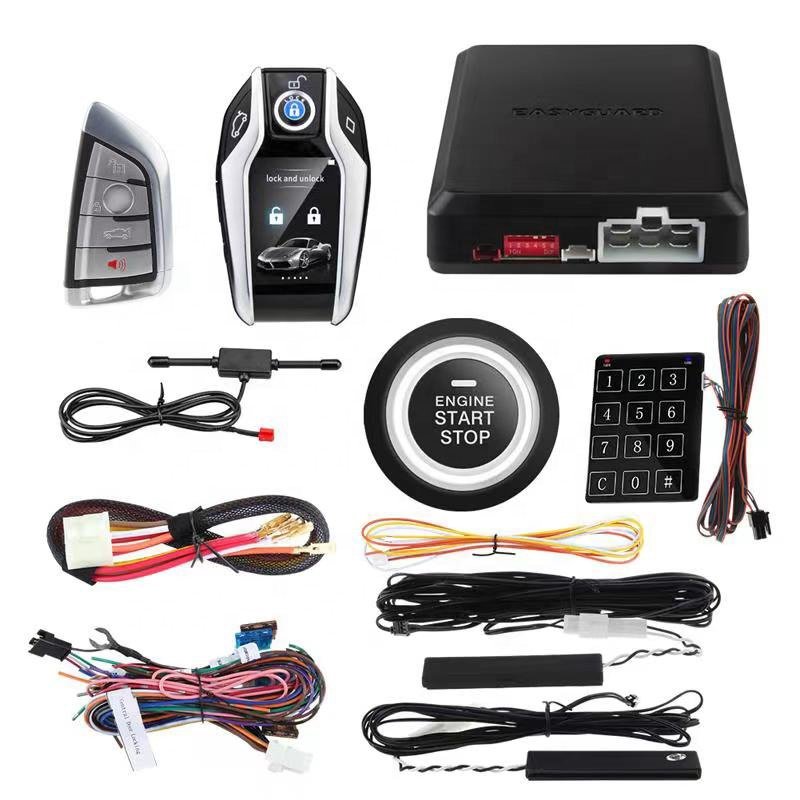 Car Alarm System 2 Way Remoter Button Lcd Smart Car Key PKE Auto Lock & Unlock Remote Starter Push Start Stop Engine