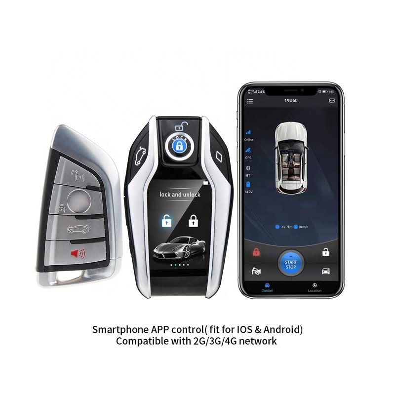 Car Alarm System 2 Way Remoter Button Lcd Smart Car Key PKE Auto Lock & Unlock Remote Starter Push Start Stop Engine