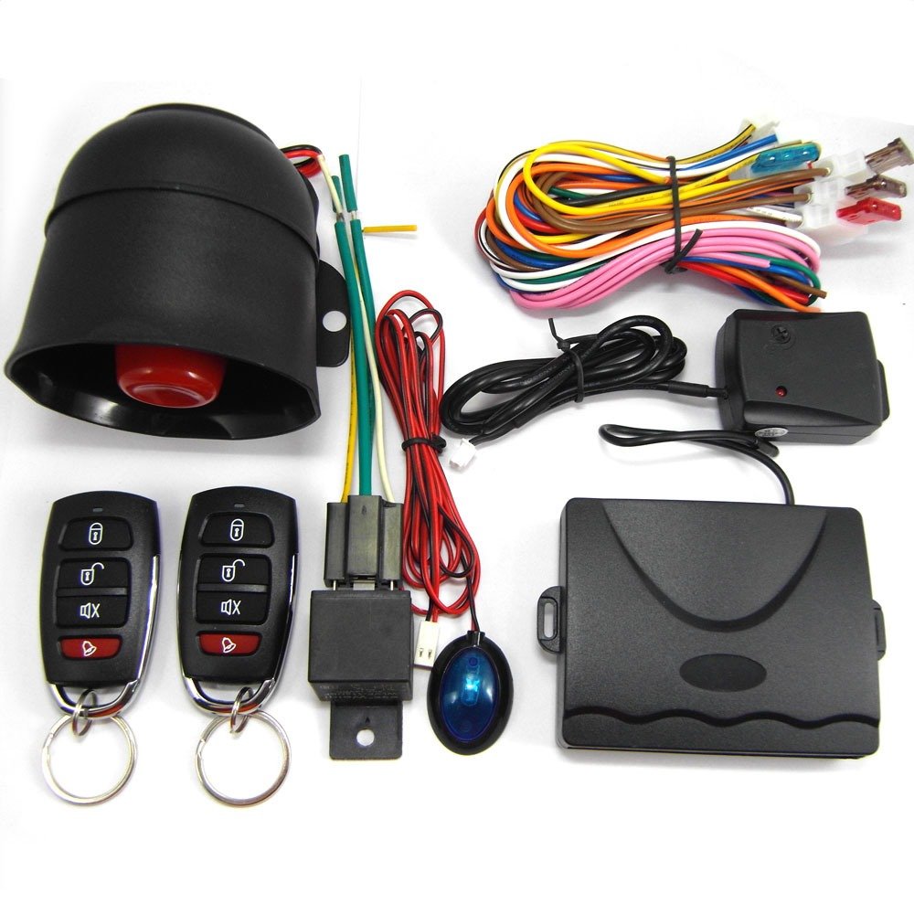 Car Alarm Vehicle System 1-Way Universal Protection Security System Keyless Entry Siren + 2 Remote Control Burglar