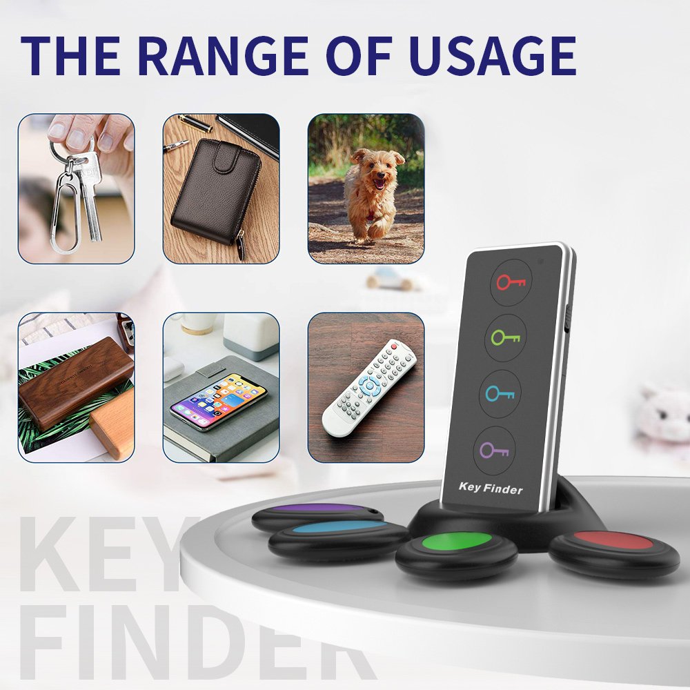 Key Finder With Sim Card of 4 Find My Keys Device Stick on Remote Finder Beeper Tracker Tags for Car Keys and Control Finder